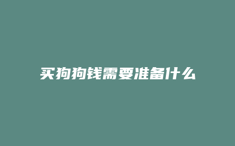 买狗狗钱需要准备什么东西吗