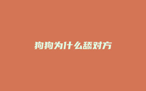 狗狗为什么舔对方