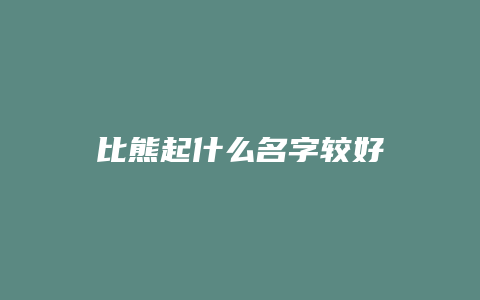 比熊起什么名字较好