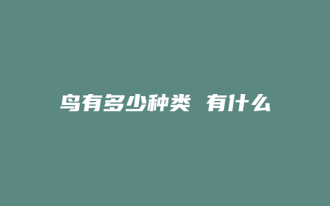 鸟有多少种类 有什么用