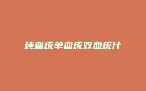 纯血统单血统双血统什么区别