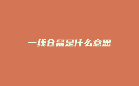 一线仓鼠是什么意思