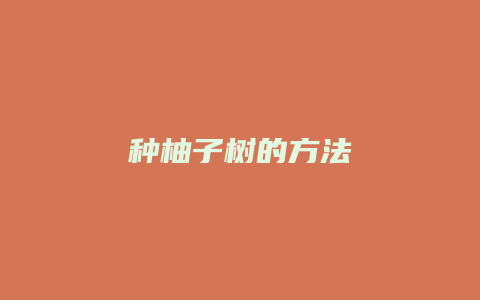 种柚子树的方法