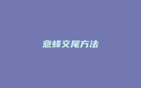 意蜂交尾方法