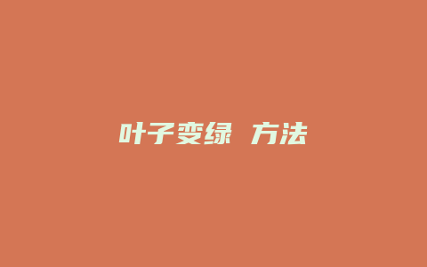 叶子变绿 方法